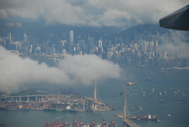 Hong Kong, widok z Boeinga 777