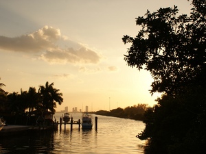 Widok w Miami o zachodzie słońca