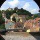 Sighisoara widok z wieży zegarowej na kościół na wzgórzu