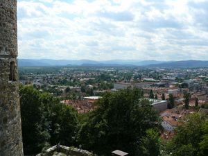 Ljubljański Hrad widok na miasto z wieży 