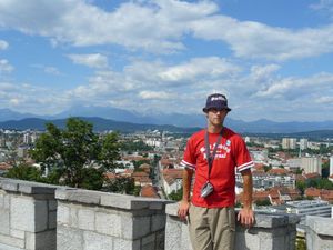 Ljubljański Hrad widok na miasto z wieży 