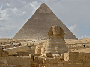 Giza,piramida Chefrena i Sfinks