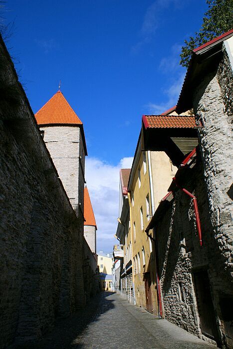 Tallinn uliczka przy murach miejskich