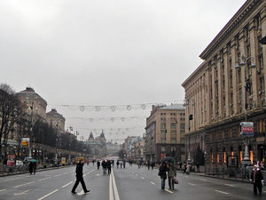 Kreszczatyk cetralna ulica kijowa ze swoją socrealistyczną zabudową