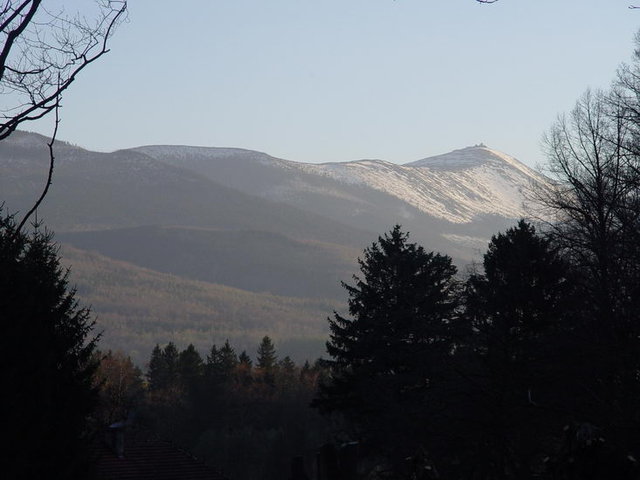 Widok na Śnieżkę z Kowar