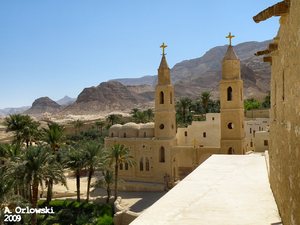 Najstarszy chrześcijański  (koptyjski) klasztor Św. Antoniego w  Egipcie.Widok z tzw. panoramy.