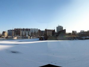 Gdańsk-zima 2009 - panorama  Motławy - kiedyś główny kanał  portowy