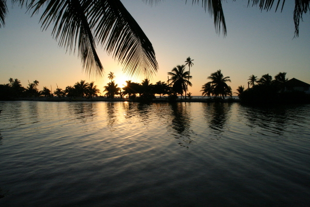 Belize, wyspy, zachód słońca