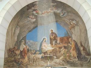 Fresk w ołtarzu głównym Kościoła na Polu Pasterzy