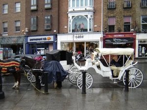 Dublin-dorożki przed bramą St. Stephen  Garden