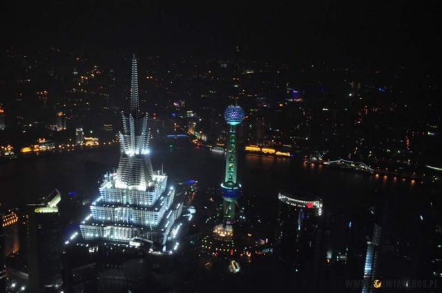 Jing Mao Tower Oriental Pearl Tower i panorama Szanghaju