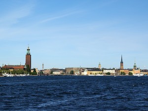 Sztokholm panorama miasta od strony jeziora Melar
