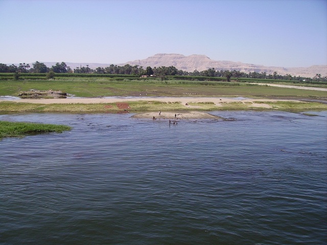 Dzieci kąpiące się w Nilu.