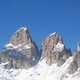 Dolomity zimą. Sasso Lungo widziany z Passo do Sella