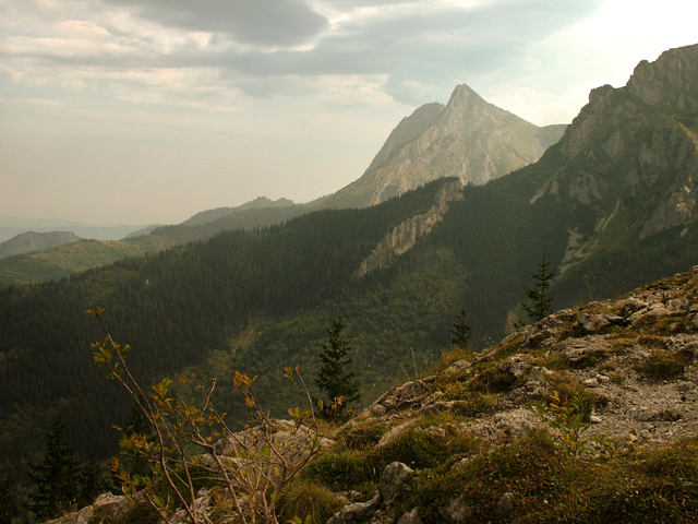 Szlak na Czerwone Wierchy w tle Giewont