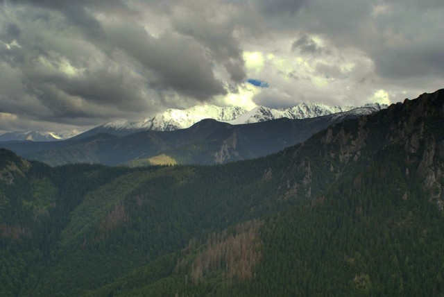 Widok na tatry wschodnie z Sarniej Skały
