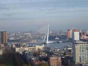 Widok na Rotterdam  z euromasztu