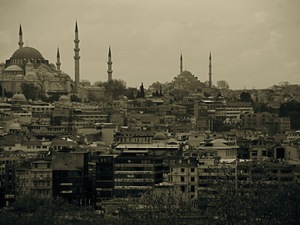 Istanbul widok z tarasu Palacu Topkapi 