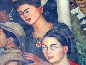 Mexico City Palacio Nacional mural Historia Meksyku Frida Kahlo z siostrą