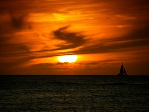 Zachód słońca nad Waikiki