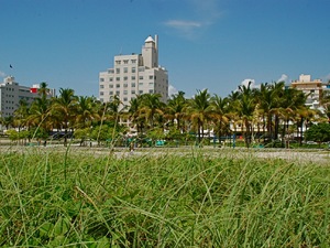 widok z plazy na Ocean Drive