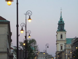 Krakowskie Przedmieście o zmierzchu