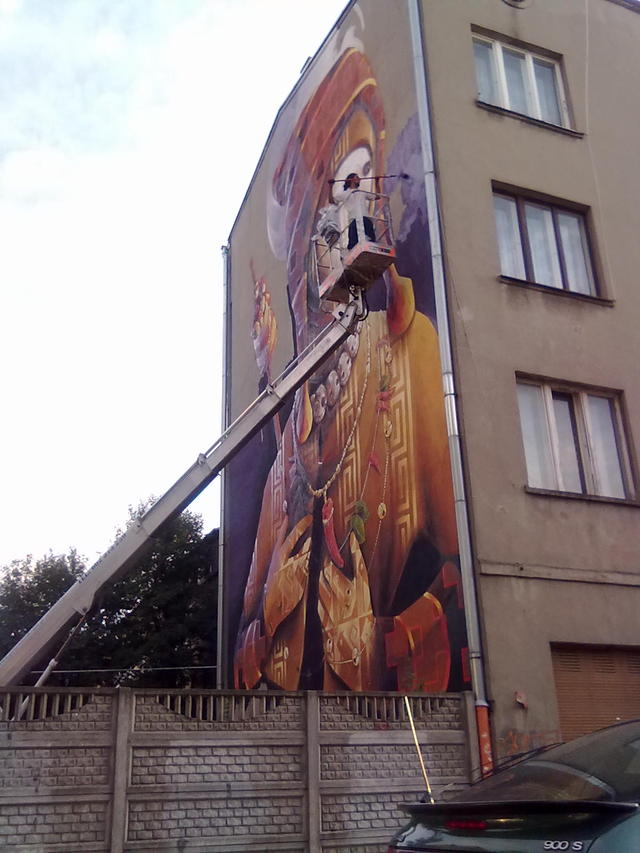 Łódź, mural na Andrzeja Struga