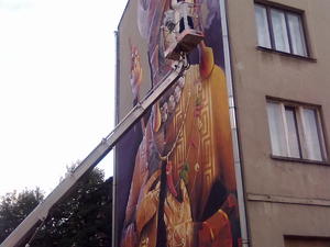 Łódź, mural na Andrzeja Struga