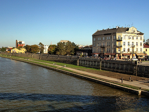 Widok z kładki na Podgórze.
