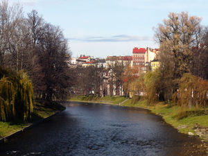 Widok z mostu na Cieszyn.