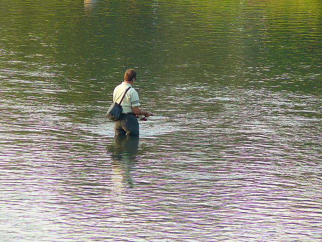 Rybak łowiący w Dunajcu.