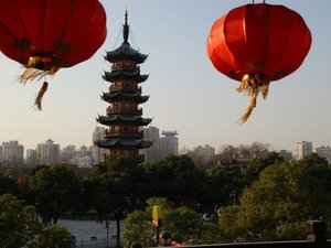 Shanghai widok z lampionami
