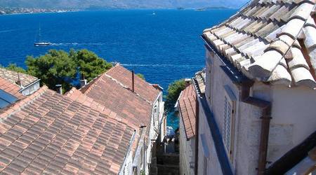 Widok z wieży Marco Polo,  Korcula – Korčula, Chorwacja