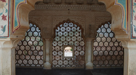 Jaipur - fort amber, widok przez marmurowe kraty – Jajpur, Indie