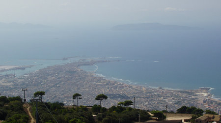Trapani i Egady z kolejki na Erice – Favignana, Włochy