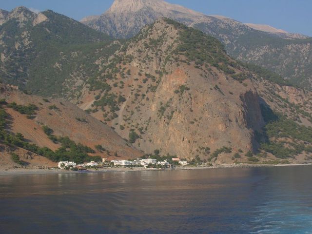 Wąwóz Samaria - wyjście na plażę,widok z promu, morze Libijskie