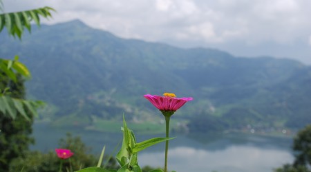 Widok na Himalaje... powyżej 3tys m chmury monsunowe... – Nepal