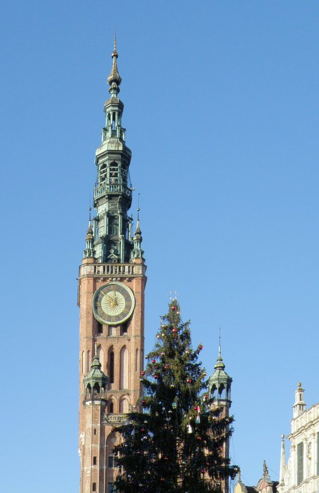 Gdańsk-zima 2009 - głowna  choinka  przed ratuszem