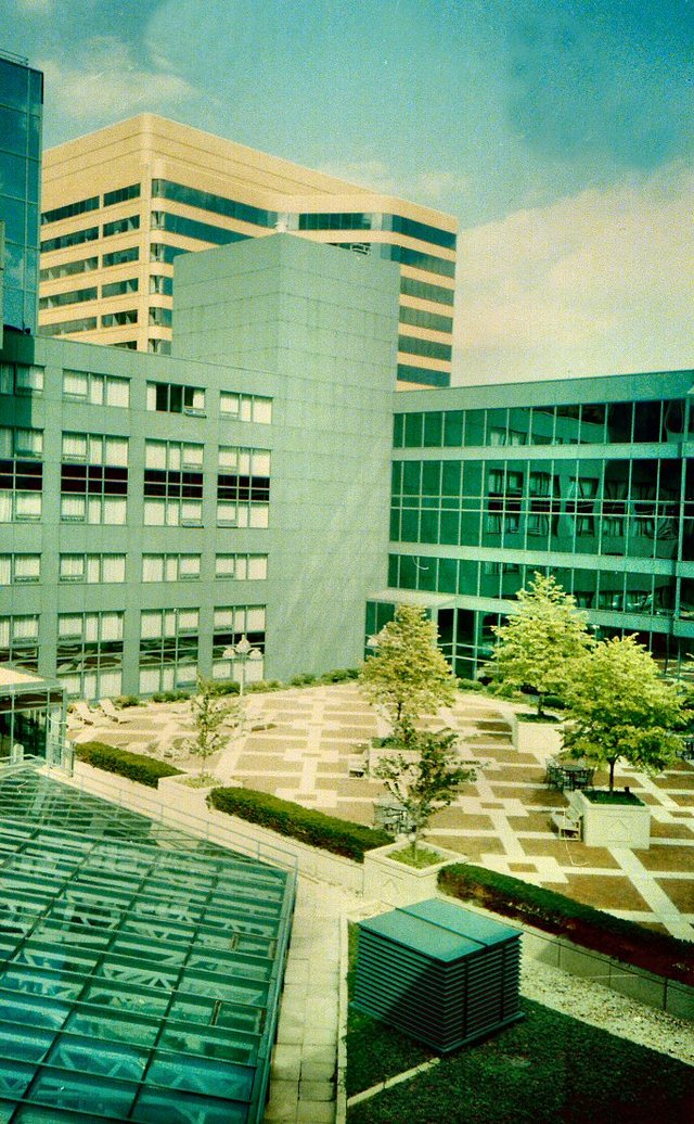 Baltimore - widok  z  mojego okna w  hotelu Rennaissance  na  patio