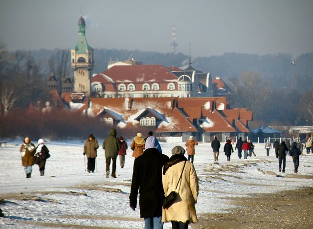Sopot- zima 2010 - na  plaży