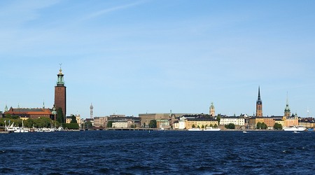 Sztokholm panorama miasta od strony jeziora Melar – Szwecja