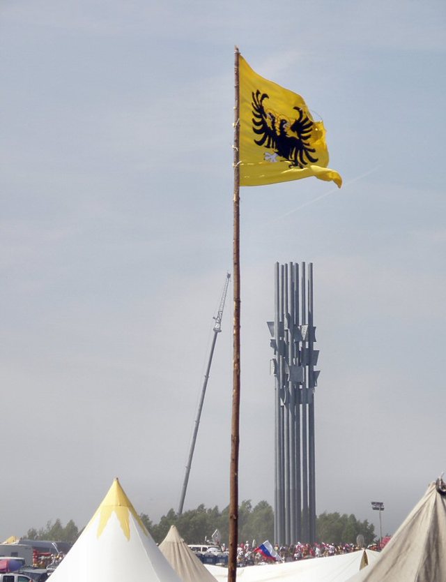 Grunwald 2010 - flaga  Ludwika  Lukemburskiego, który  sprowadził  Krzyżaków  do Polski