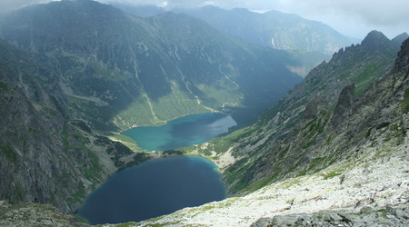 Widok z Buli pod Rysami. Czarny Staw pod Rysami i Morskie Oko. – Góry, Konkursy