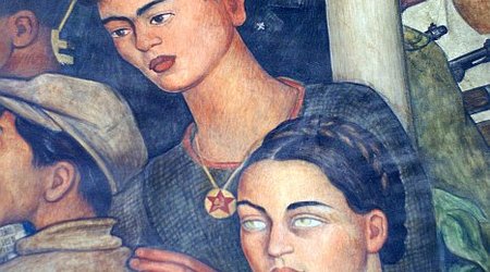 Mexico City Palacio Nacional mural Historia Meksyku Frida Kahlo z siostrą