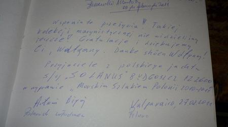 Wpis do ksiegi pamiatkowej restauracji Hamburg w Valparaiso – Valparaíso, Chile