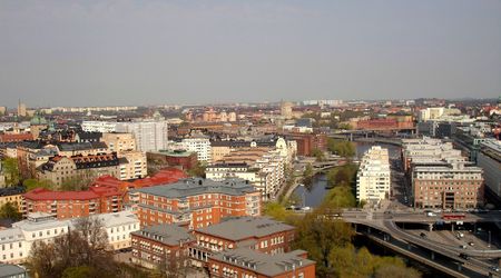 Widok na miasto  z Stadshuset – Sztokholm, Szwecja
