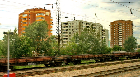 Krasnojarsk z okien pociągu – Rosja