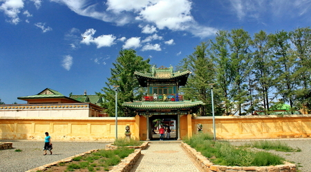 brama wejściowa klasztoru Gandan – Ułan Bator, Mongolia