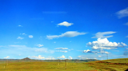 krajobraz Mongolii z pociągu – Ułan Bator, Mongolia